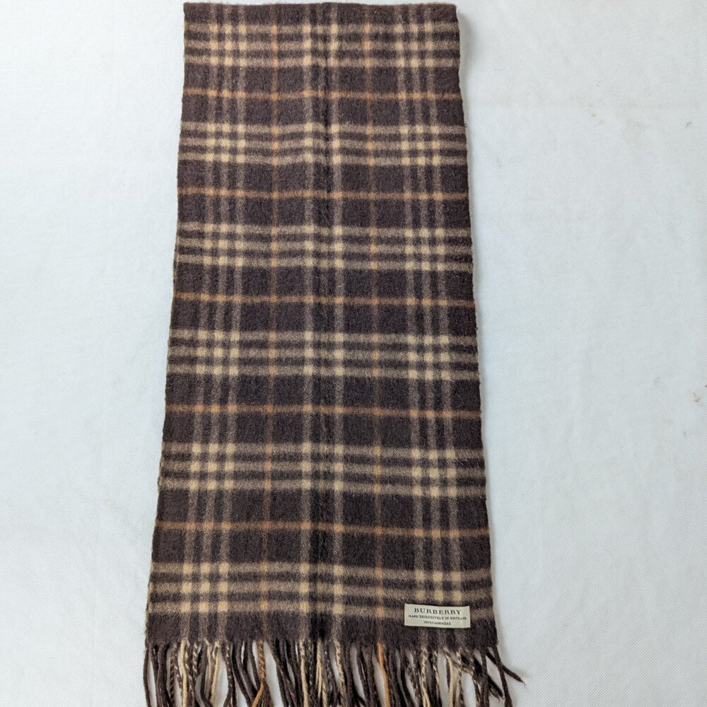 Burberry Cashmere Scarf Brown | Unisex | Classic Check | Used Excellent - Picture 3 of 6